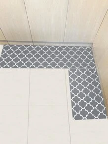 1pc Geometric Pattern Kitchen Rug - Black - View 5