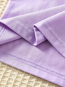 Toddler Girls Contrast Mesh Puff Sleeve Tee - Lilac Purple - View 5