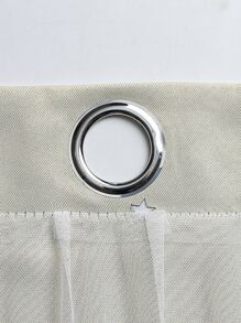 1入組鏤空星星蕾絲雙層窗簾 - 米色 - 查看 4