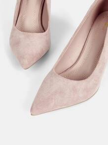 Zapatos de tacón de serraje falso de punta - Rosa - Ver 6