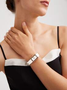 MOTF PREMIUM WATER RESISTANT SQUARE DIAL QUARTZ WATCH - White - View 11