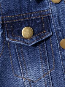 小男童翻蓋細節連帽假兩件牛仔夾克不帶T恤