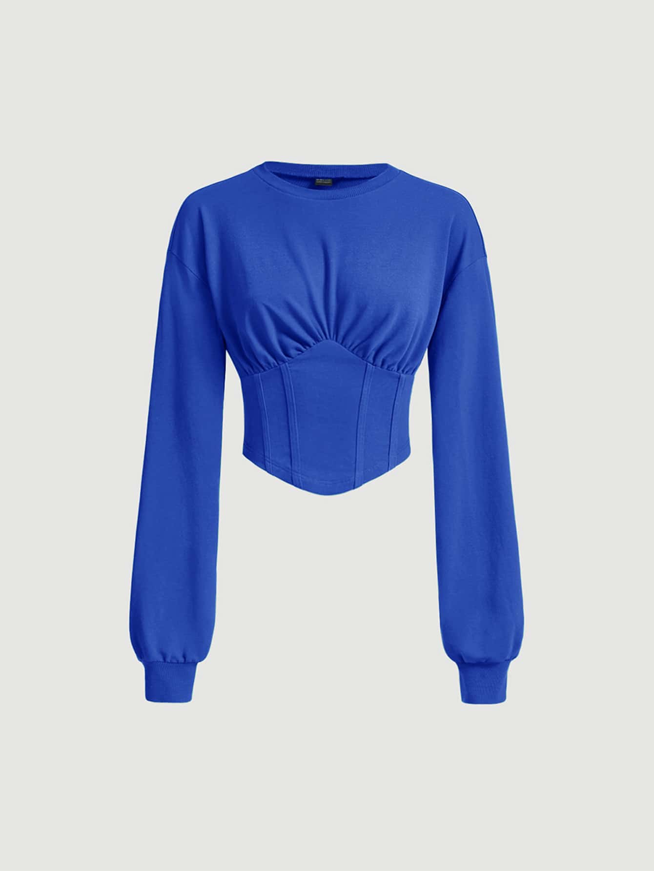 SHEIN MOD Drop Shoulder Ruched Bust Asymmetrical Hem Pullover - Royal Blue - View 1