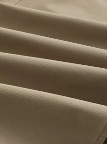 SHEIN MOD High Waist Buckled Detail Fold Pleated Belted PU Leather Skirt - Khaki - View 3