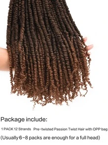 1pack Long Passion Twist Crochet Synthetic Hair Extension - Multicolor - View 5