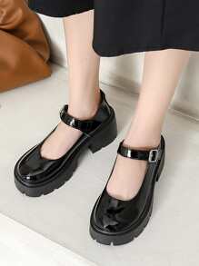 Minimalist Platform Mary Jane Shoes - Black - View 5