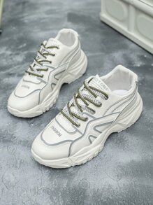 Men Letter Graphic Lace-up Front Chunky Sneakers - Multicolor - View 4