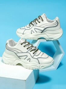 Men Letter Graphic Lace-up Front Chunky Sneakers - Multicolor - View 5