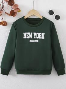 Boys Letter Graphic Sweatshirt - Dark Green - View 1