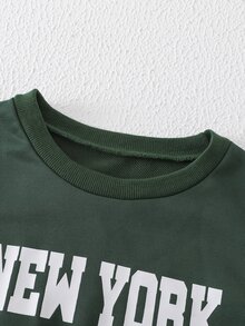 Boys Letter Graphic Sweatshirt - Dark Green - View 3