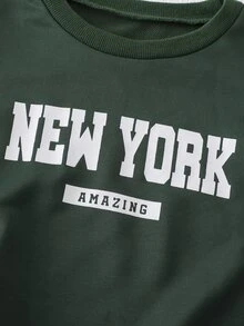 Boys Letter Graphic Sweatshirt - Dark Green - View 4