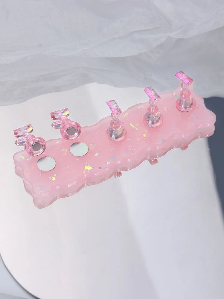 Pink Aurora Magnetic Strip Nail Bracket 5pcs Resin Wavy Exercise Base Bracket Is Suitable For Women And Girls. - Multicolor - View 3