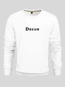 Men Slogan Graphic Pullover - White - View 2