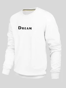 Men Slogan Graphic Pullover - White - View 4