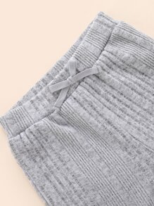 Chicas Pantalones con lazo delantero tejido de canalé - Gris - Ver 4