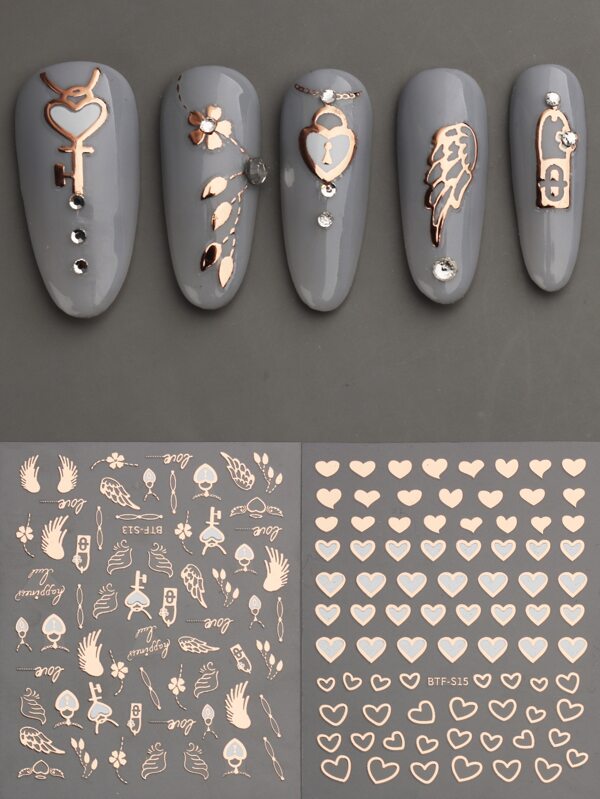 2sheets Wings & Heart Pattern Nail Art Sticker SHEIN USA