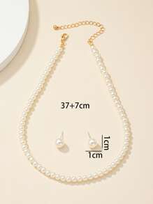 3pcs Faux Pearl Decor Jewelry Set - White - View 3