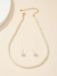 3pcs Faux Pearl Decor Jewelry Set - White - View 4