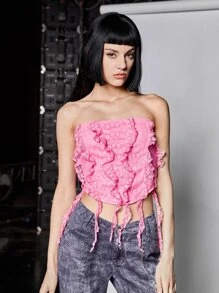 SHEIN ICON Top bandeau ribete con fruncido - Rosa - Ver 7