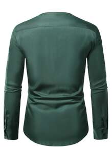 Manfinity Men Solid Button Up Shirt - Green - View 2