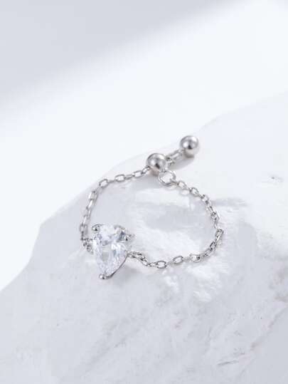 CROSSDEER 1 pieza Anillo de cadena con forma de corazón minimalista y versátil
