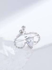 CROSSDEER 1 pieza Anillo de cadena con forma de corazón minimalista y versátil - Plateado - Ver 6
