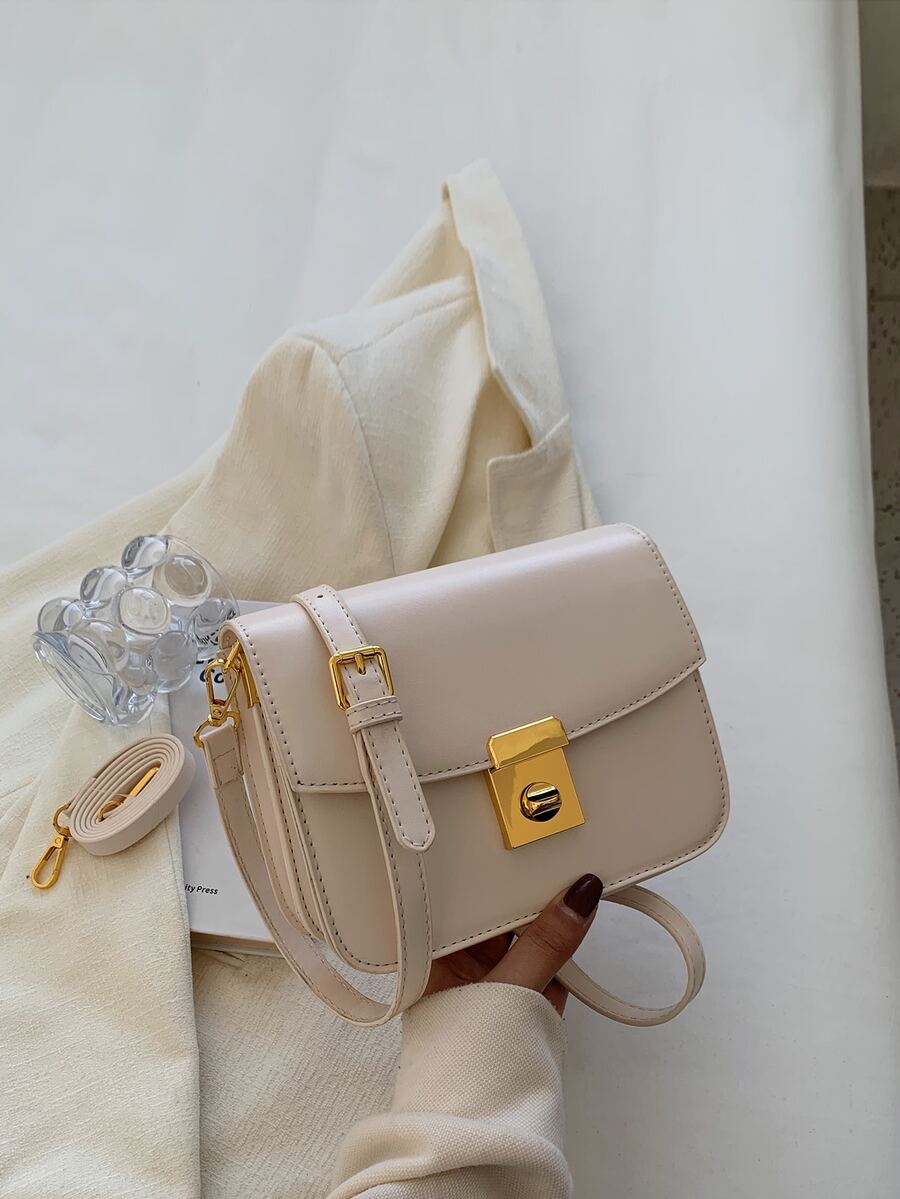 迷你翻蓋方包 - 米色 - 查看 1