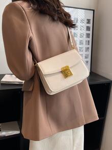 迷你翻蓋方包 - 米色 - 查看 2