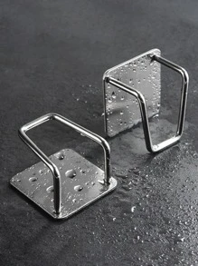 2 piezas Soporte para esponja sin taladro, Estante para esponja de montaje en pared, Estante de drenaje de acero inoxidable para el fregadero - Plateado - Ver 7