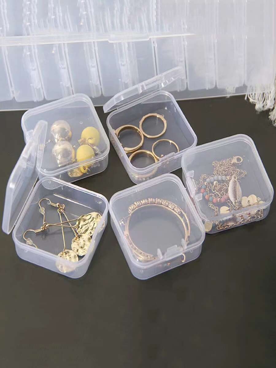 10 piezas Mini caja de almacenamiento de joyería transparente - Blanco - Ver 1