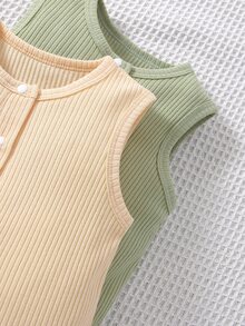 SHEIN 嬰兒2入組半排扣連身短褲 - 彩色 - 查看 3