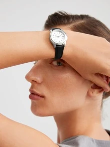 MOTF PREMIUM 圓形石英表 - 黑色 - 查看 4