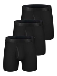 Men 3pcs Tape Waist Boxer Brief - Black - View 1