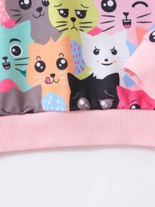 Young Girl Full Body Cartoon Printed Cute Sweatshirt With Round Neck And Regular Sleeves For Autumn - Multicolor - View 5