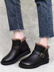 Botas de combate con diseño de hebilla plataforma - Negro - Ver 7