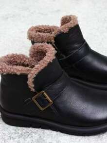 Botas de combate con diseño de hebilla plataforma - Negro - Ver 5