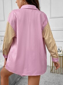 Flirla con estampado de rayas de hombros caídos Camisa & Shorts