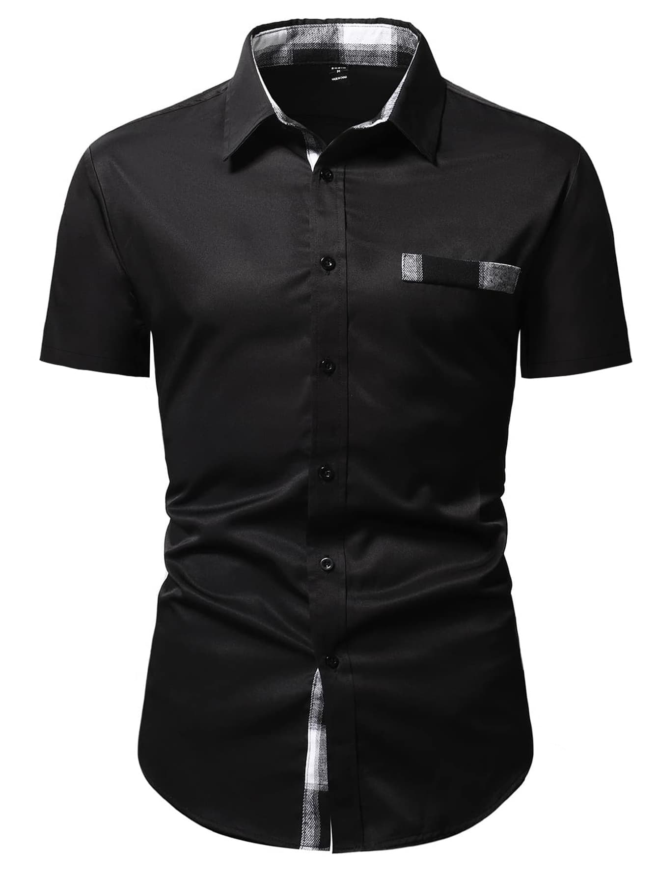 Manfinity Homme 男士拼接格紋邊襯衫