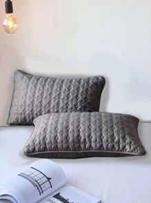 1pair Quilted Pillowcase Without Filler - Grey - View 1