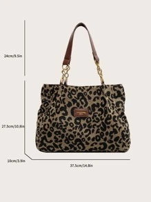Sac fourre-tout à l'épaule motif léopard, sac d'école, sac à dos, portable, léger, décontracté chic, convient aux adolescentes, femmes, étudiantes, débutants et employés de bureau. Parfait pour la rentrée scolaire, le collège, le lycée, le travail, les déplacements. Sac imprimé léopard - Multicolore - Voir 6