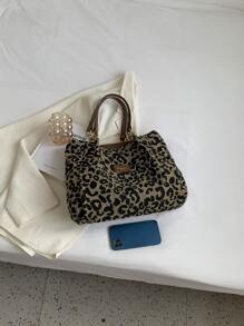 Sac fourre-tout à l'épaule motif léopard, sac d'école, sac à dos, portable, léger, décontracté chic, convient aux adolescentes, femmes, étudiantes, débutants et employés de bureau. Parfait pour la rentrée scolaire, le collège, le lycée, le travail, les déplacements. Sac imprimé léopard - Multicolore - Voir 7