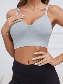 Ribbed No Show Bralet - Light Grey - View 6