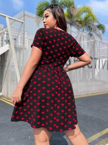 SHEIN EZwear 大碼愛心圖案A字連衣裙 - 彩色 - 查看 2