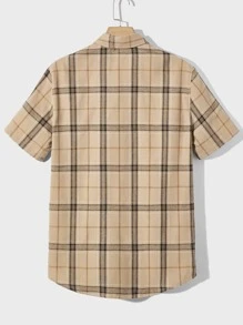 Manfinity RebelGame Nam Áo sơ mi Bông In kẻ sọc Vá Túi Without Tee - Màu Khaki - Xem 2