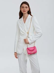 MOTF PREMIUM MINI METAL DECOR FLAP SQUARE BAG - Hot Pink - View 5