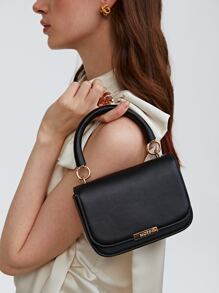 MOTF PREMIUM MINI METAL DECOR FLAP SQUARE BAG - Black - View 5