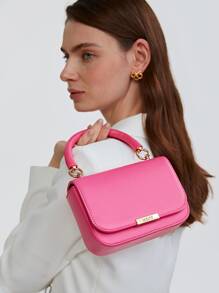 MOTF PREMIUM MINI METAL DECOR FLAP SQUARE BAG - Hot Pink - View 6