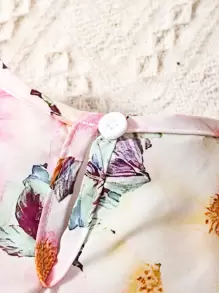 SHEIN Đứa bé gái In hoa Viền Ruffle Nơ mặt trước Đầm Với băng đô - Nhiều màu - Xem 6