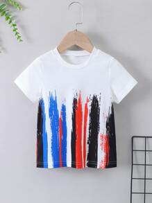 小男童筆刷圖案T恤