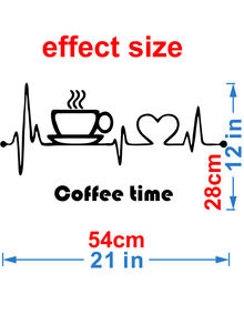 1 pieza Adhesivo de pared con gráfico de café y letra, adhesivos, vinilo decorativo para decoración del hogar, artículos de decoración de primavera para refrescar tu hogar, adhesivos de decoración de ramas, regalos de cumpleaños y graduación - Negro - Ver 3